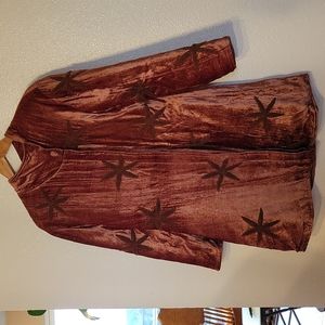 Papillon Velvet Rust Colored Coat 100% Rayon Quilted Lining Size Small